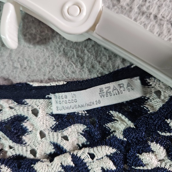 Zara Top Women‎ Medium Cut Out Back Knit Long Sleeve Black White - Picture 4 of 11